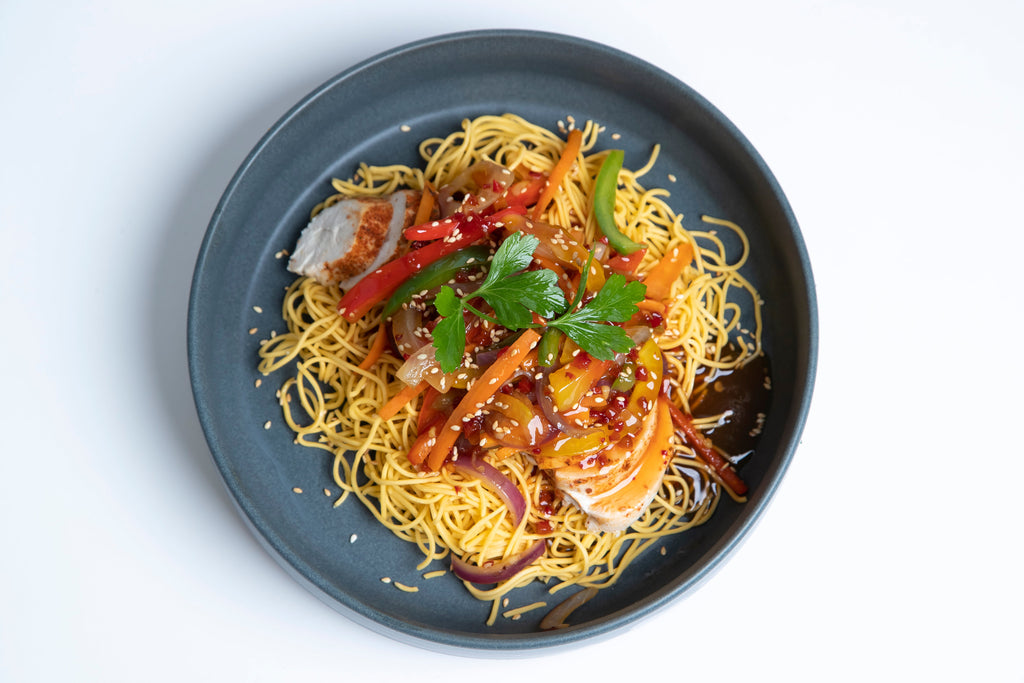 Sweet Chilli Chicken Stir Fry with Noodles Meal Nude Food Ireland