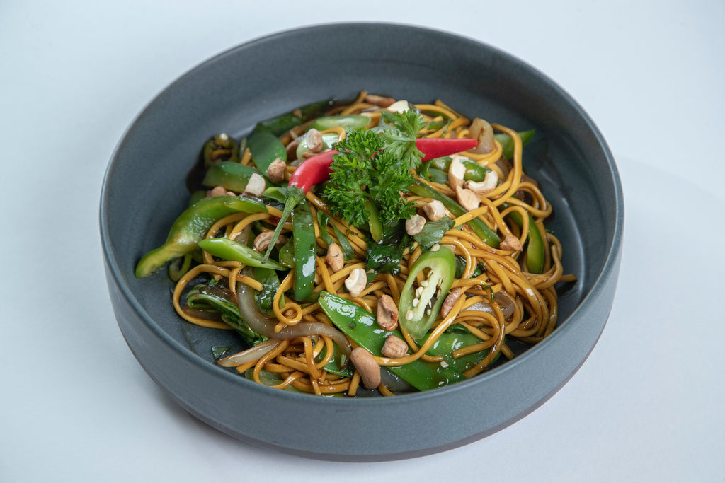 Vegetarian Teriyaki Stir Fry, Asian Greens & Chow Mein Noodles Meal Nude Food Ireland