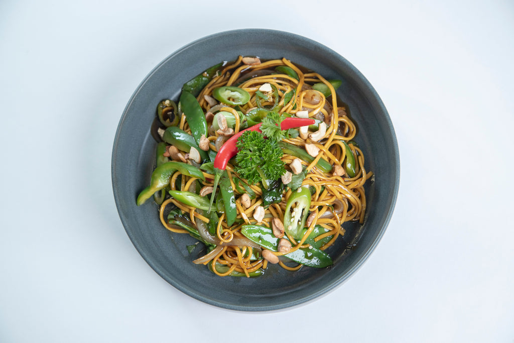 Vegetarian Teriyaki Stir Fry, Asian Greens & Chow Mein Noodles Meal Nude Food Ireland