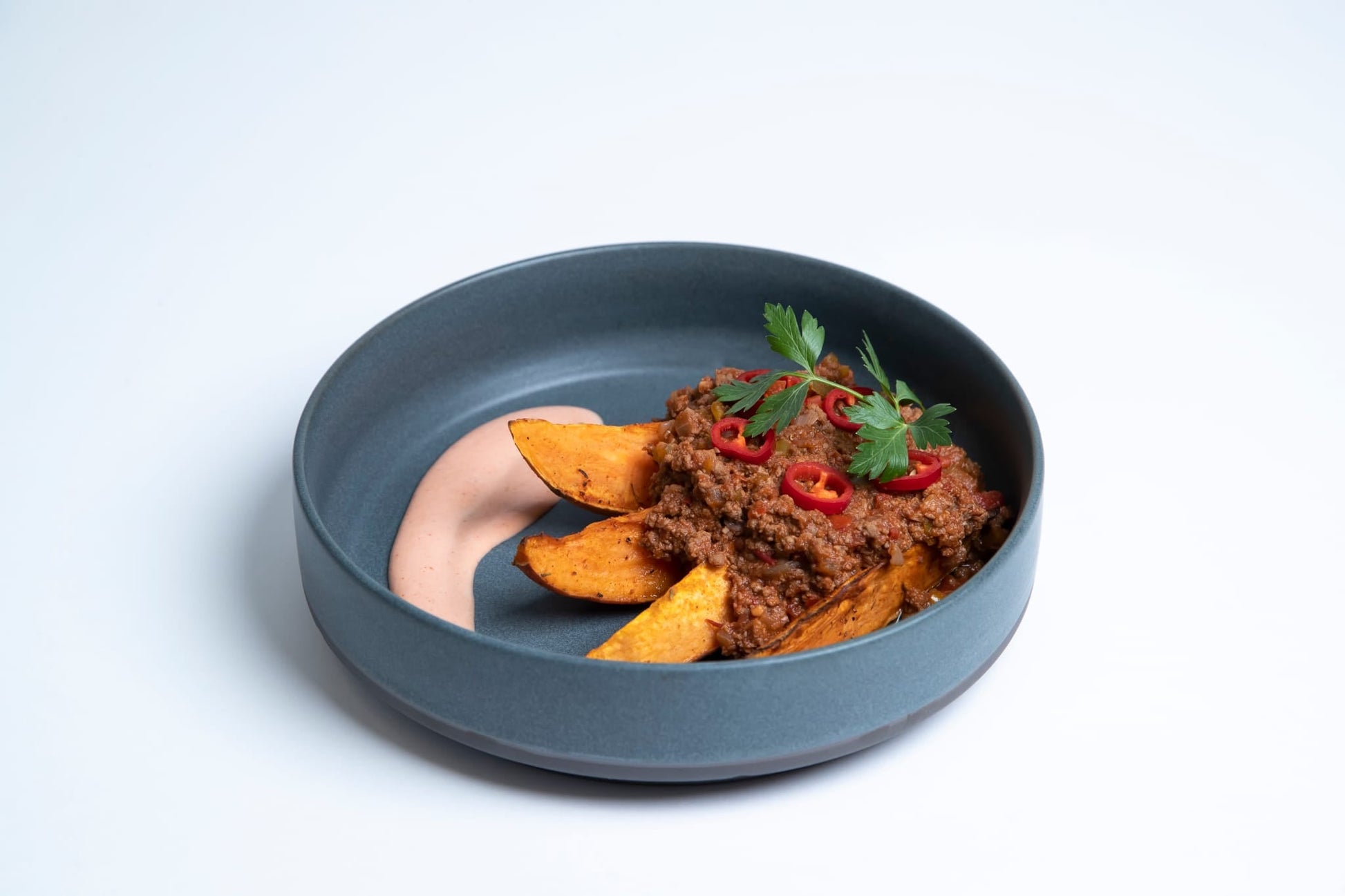 Loaded Chili Beef on Sweet Potato Wedges Meal Nude Food Ireland